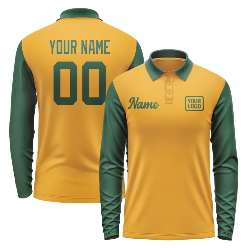 Custom Yellow Green Long Sleeve Polo Shirt sold by Tailorly