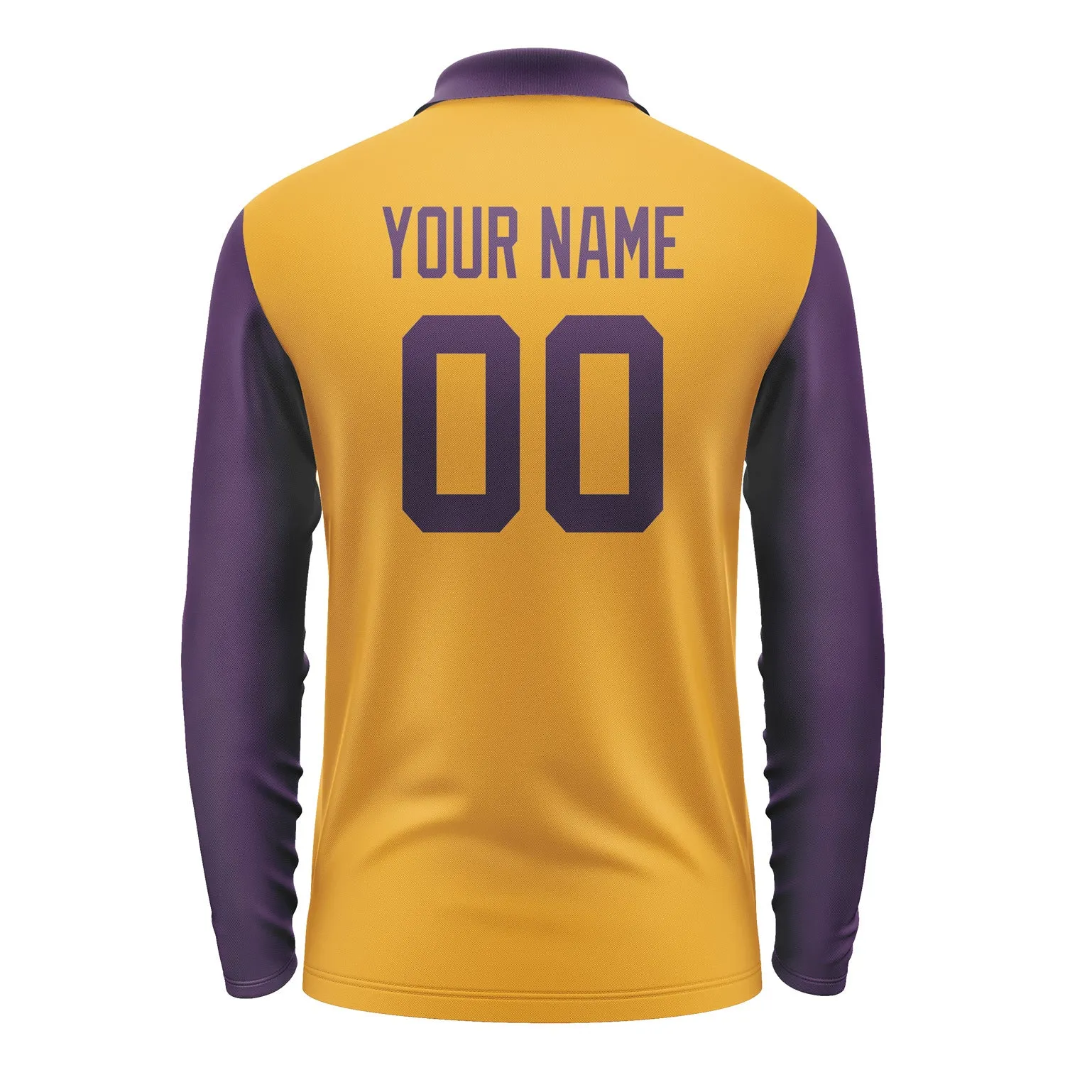 Custom Yellow Purple Long Sleeve Polo Shirt sold by Tailorly product image thumbnail 3