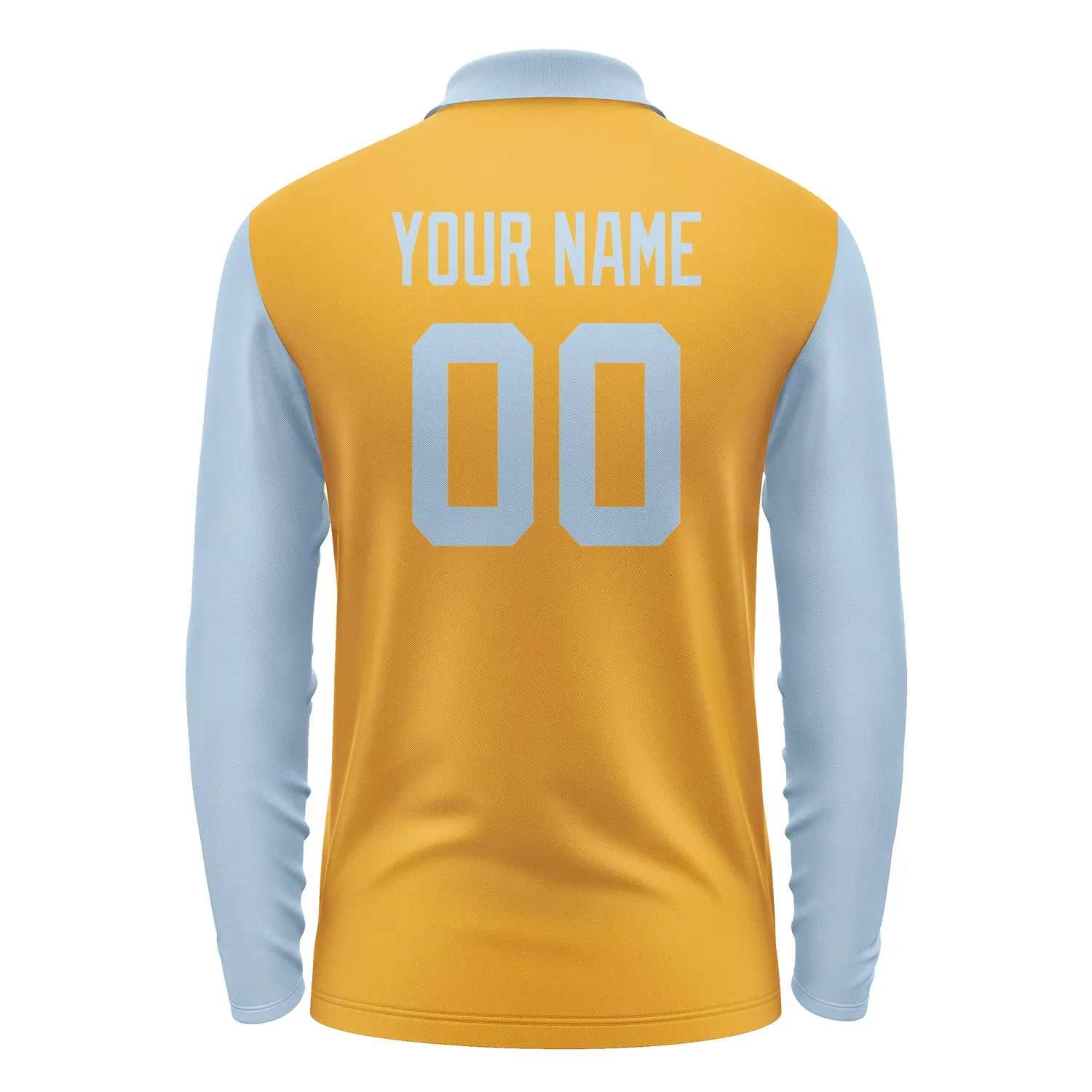 Custom Yellow Light Blue Long Sleeve Polo Shirt sold by Tailorly product image thumbnail 3