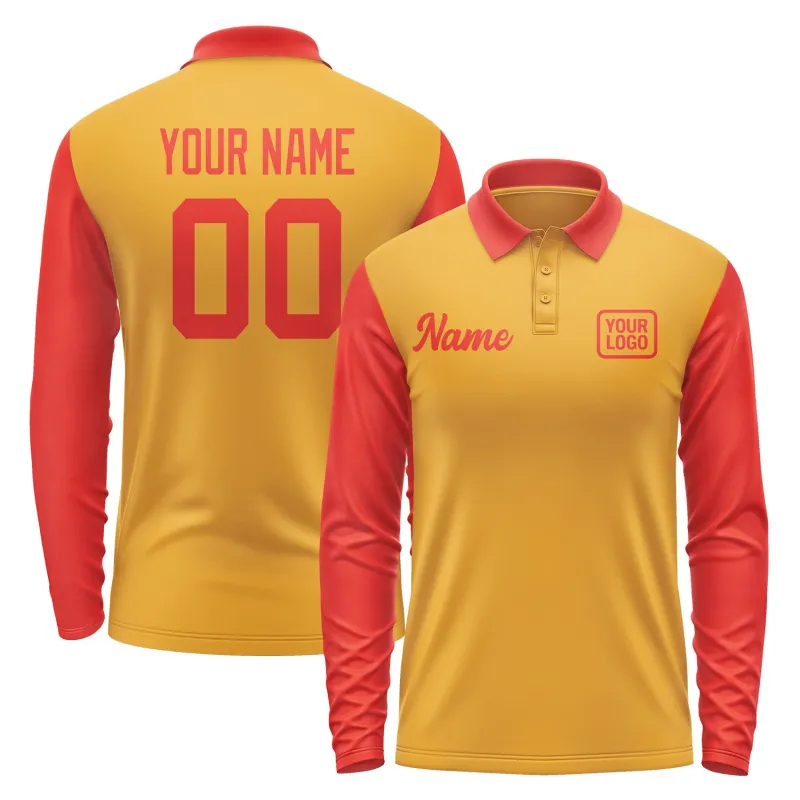 Custom Yellow Orange Red Long Sleeve Polo Shirt sold by Tailorly