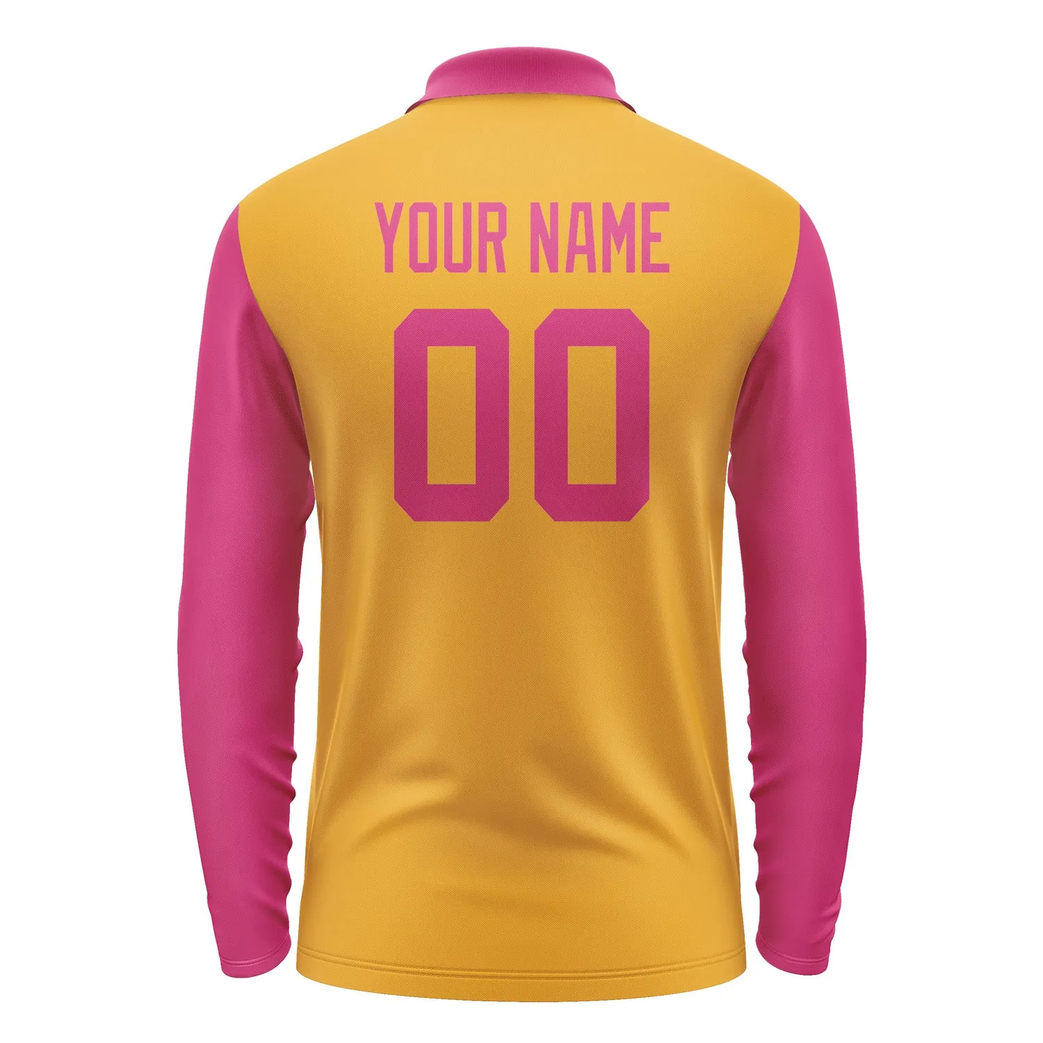 Custom Yellow Pink Long Sleeve Polo Shirt sold by Tailorly product image thumbnail 3