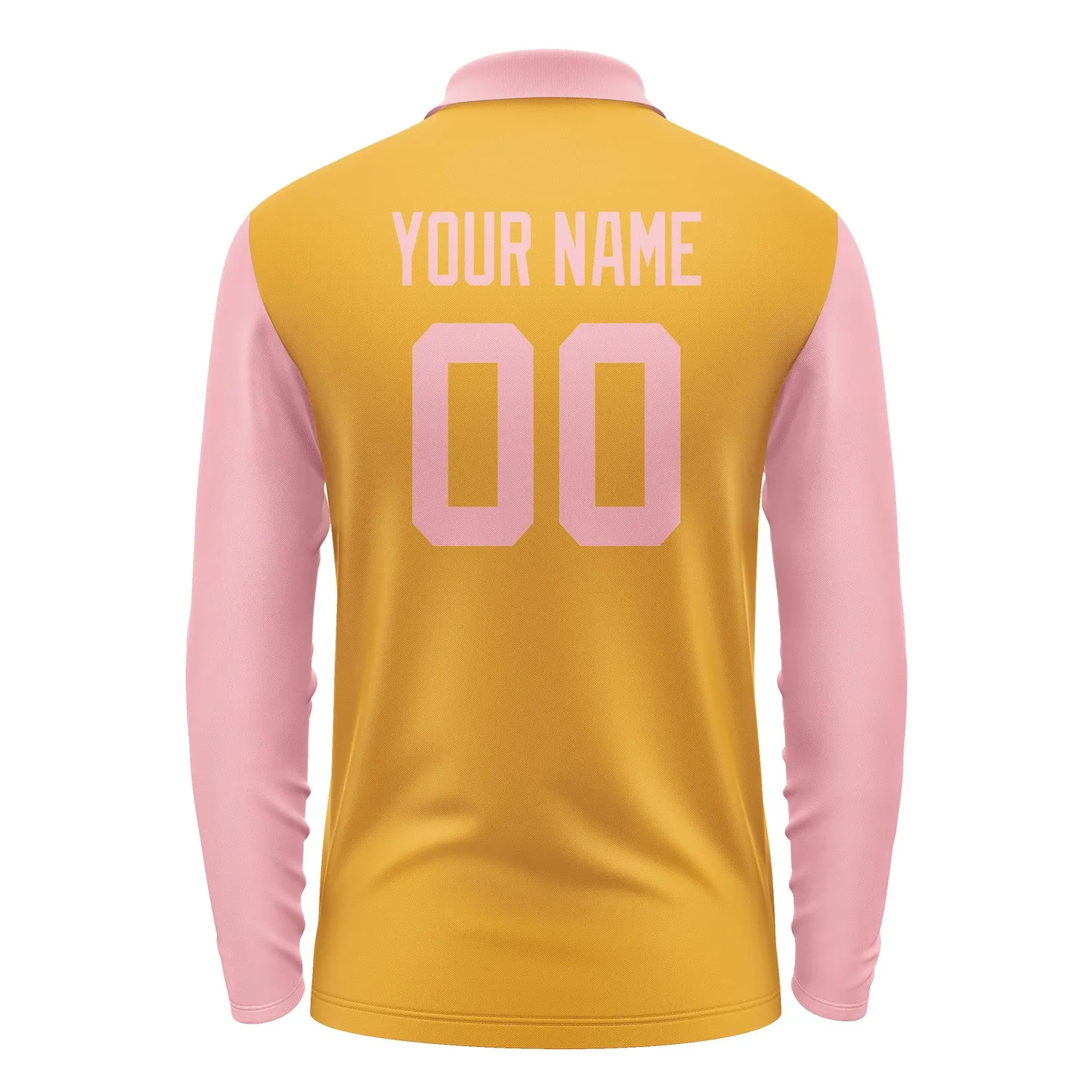 Custom Yellow Light Pink Long Sleeve Polo Shirt sold by Tailorly product image thumbnail 3