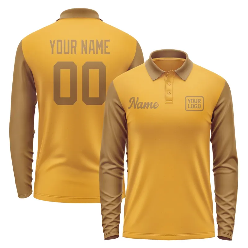 Custom Yellow Khaki Long Sleeve Polo Shirt sold by Tailorly