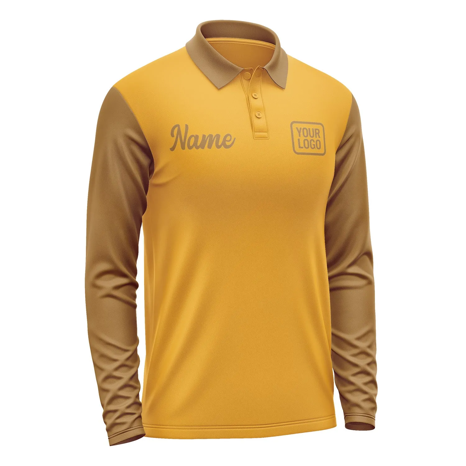 Custom Yellow Khaki Long Sleeve Polo Shirt sold by Tailorly product image thumbnail 4