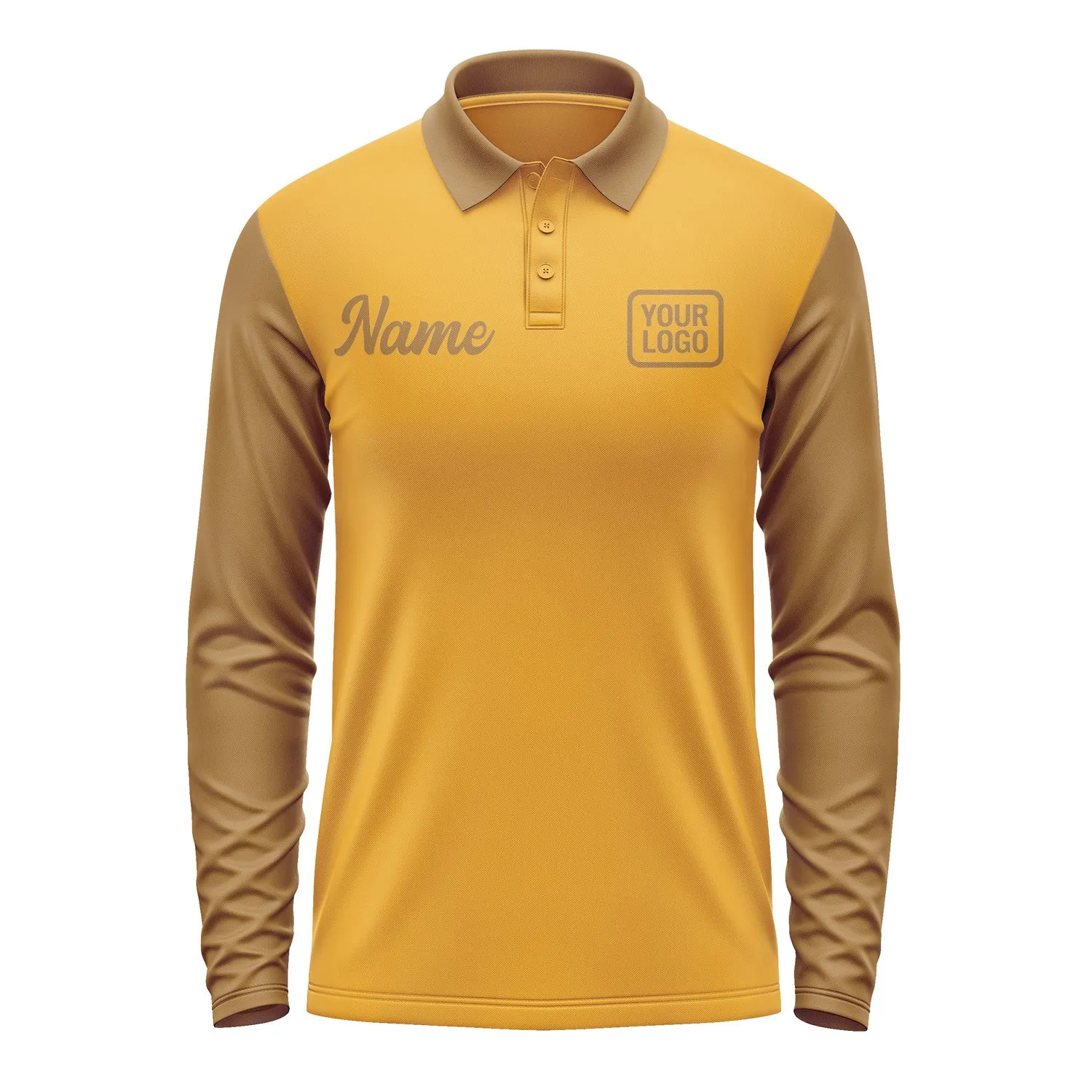 Custom Yellow Khaki Long Sleeve Polo Shirt sold by Tailorly product image thumbnail 2