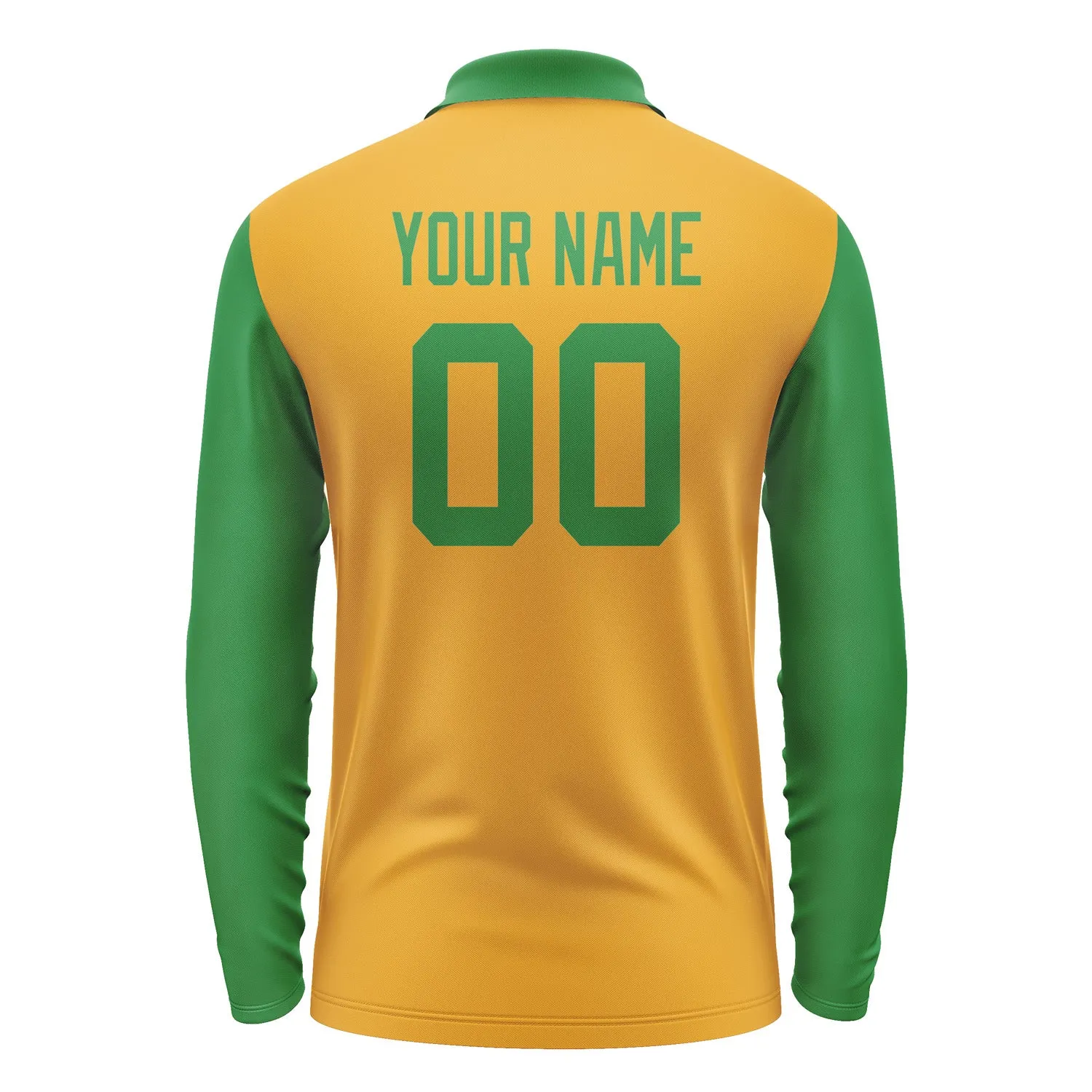 Custom Yellow Emerald Green Long Sleeve Polo Shirt sold by Tailorly product image thumbnail 3