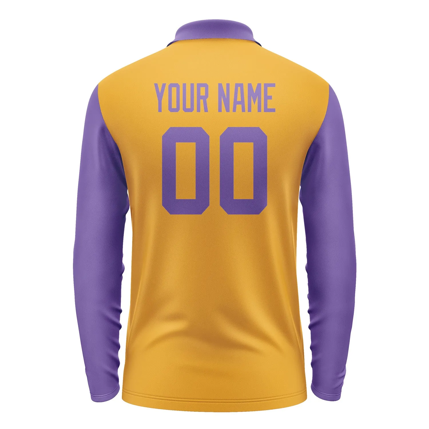 Custom Yellow Light Purple Long Sleeve Polo Shirt sold by Tailorly product image thumbnail 3