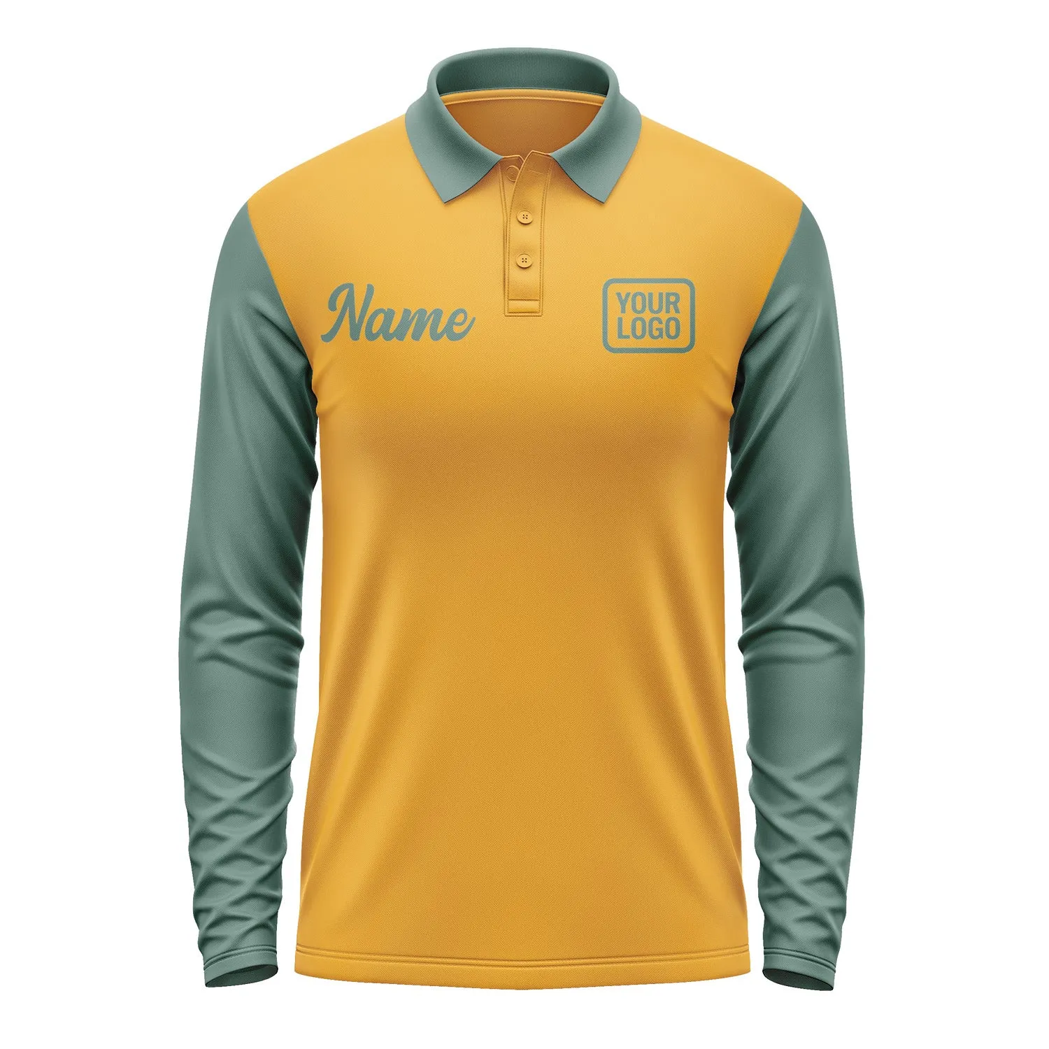 Custom Yellow Blue Green Long Sleeve Polo Shirt sold by Tailorly product image thumbnail 2