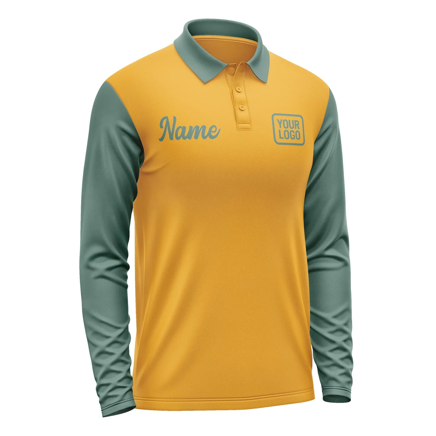 Custom Yellow Blue Green Long Sleeve Polo Shirt sold by Tailorly product image thumbnail 4