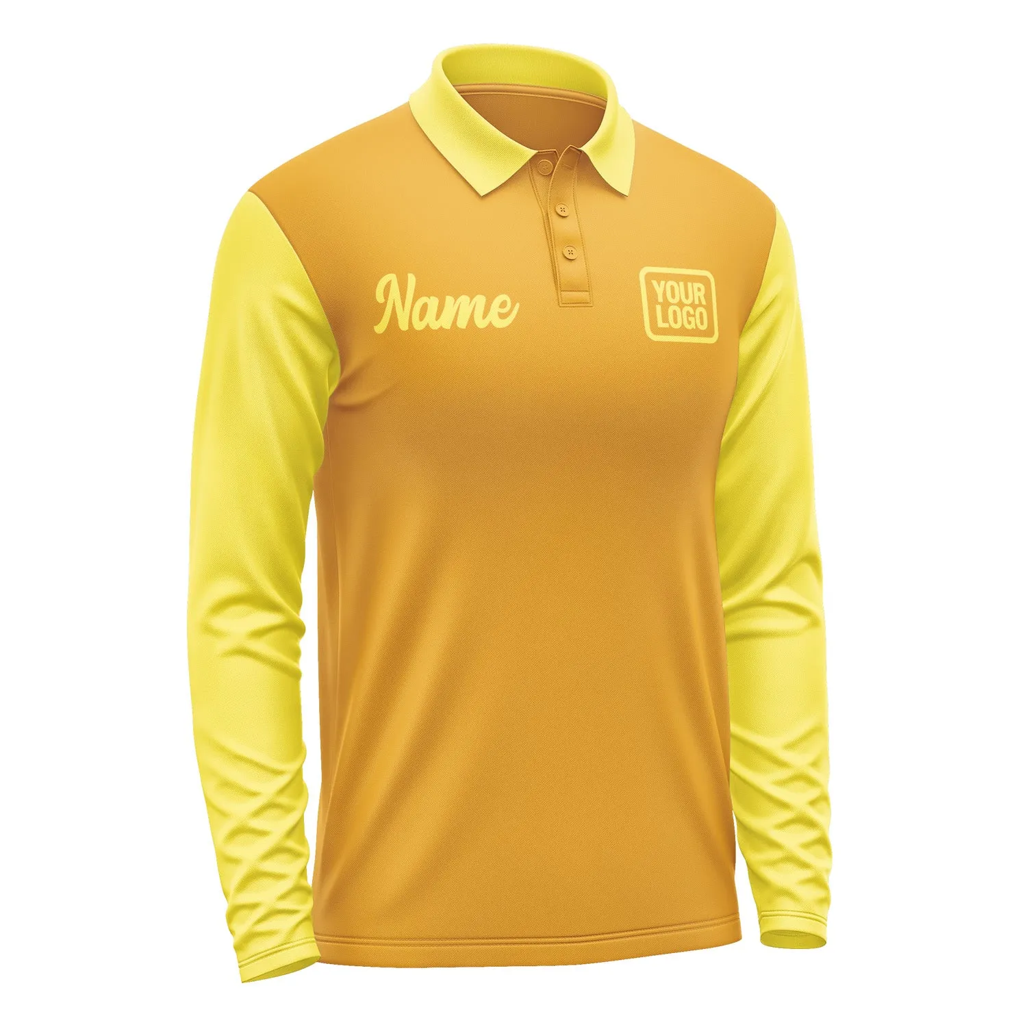Custom Yellow Light Yellow Long Sleeve Polo Shirt sold by Tailorly product image thumbnail 4