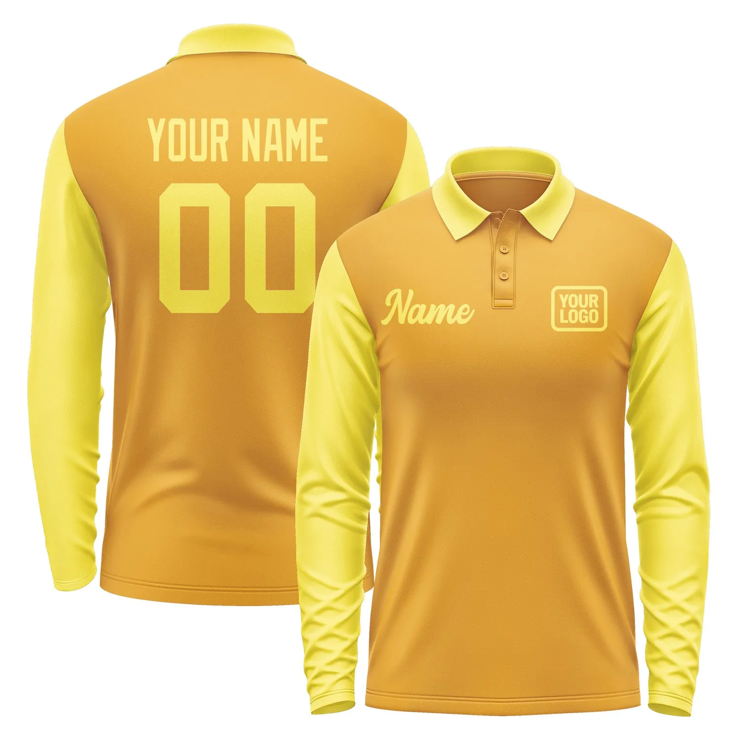 Custom Yellow Light Yellow Long Sleeve Polo Shirt sold by Tailorly