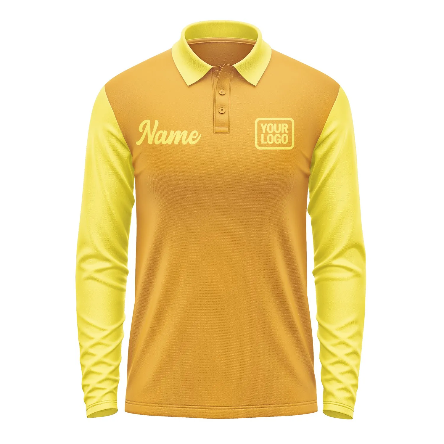 Custom Yellow Light Yellow Long Sleeve Polo Shirt sold by Tailorly product image thumbnail 2