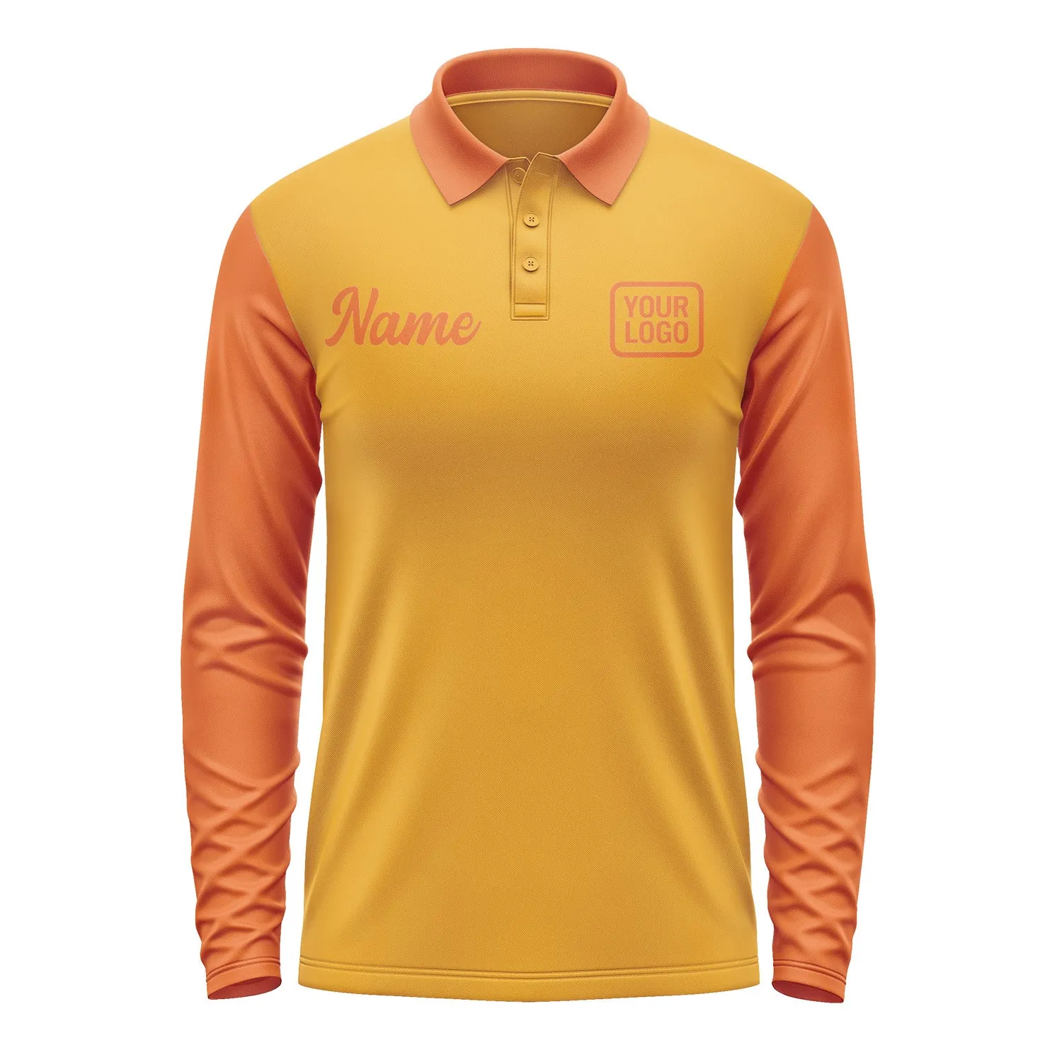 Custom Yellow Orange Long Sleeve Polo Shirt sold by Tailorly product image thumbnail 2