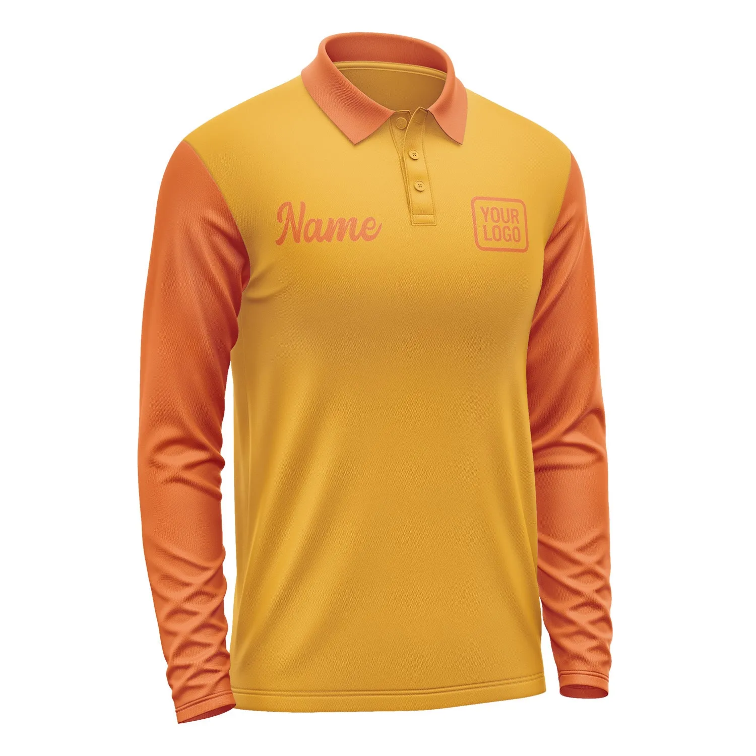Custom Yellow Orange Long Sleeve Polo Shirt sold by Tailorly product image thumbnail 4