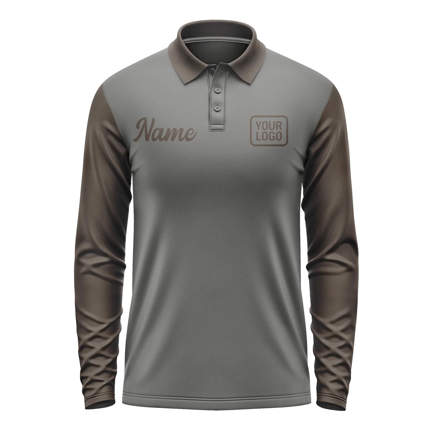 Custom Dark Grey Brown Long Sleeve Polo Shirt sold by Tailorly product image thumbnail 2