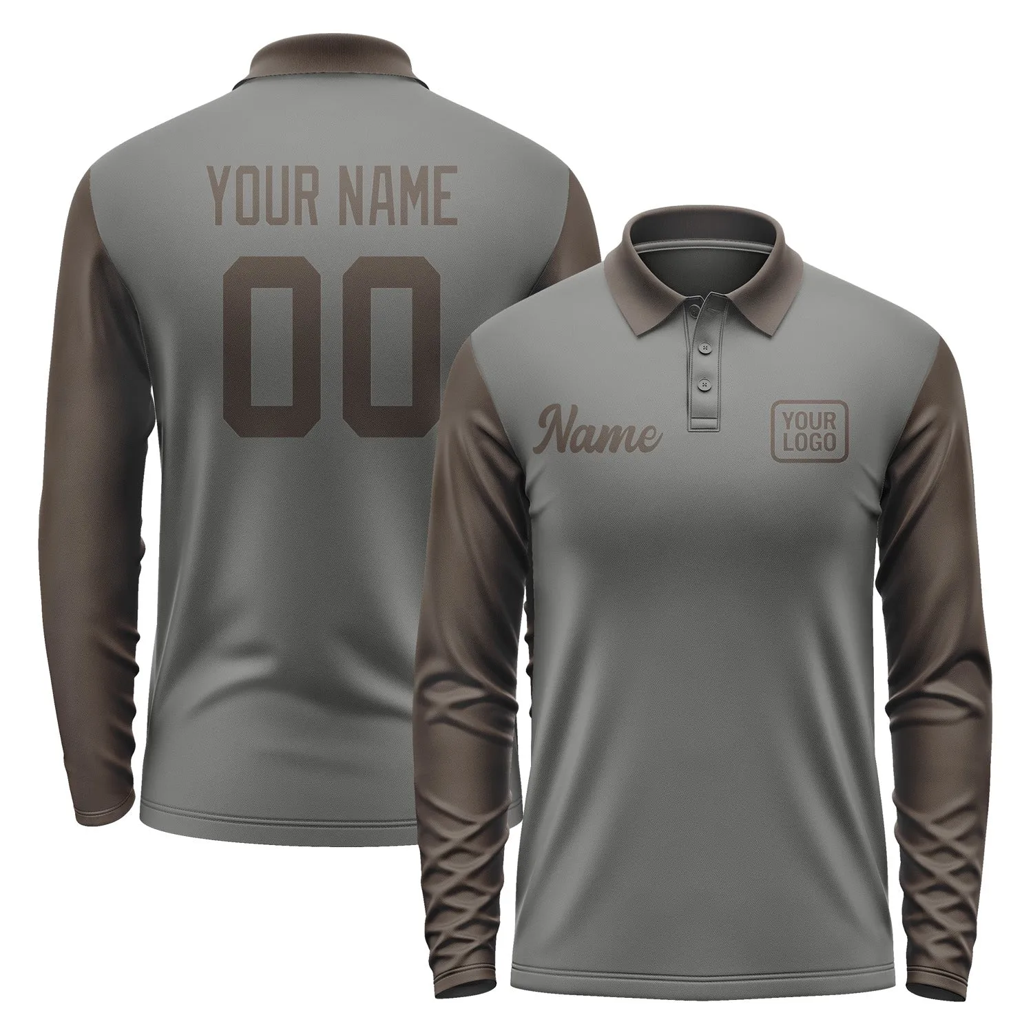 Custom Dark Grey Brown Long Sleeve Polo Shirt sold by Tailorly
