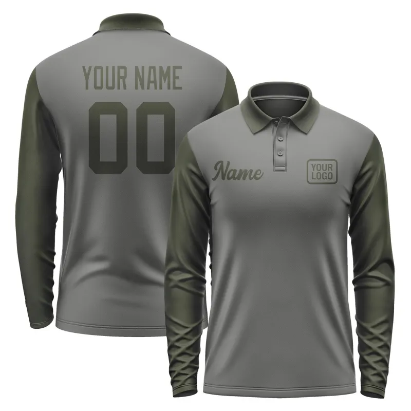 Custom Dark Grey Olive Long Sleeve Polo Shirt sold by Tailorly