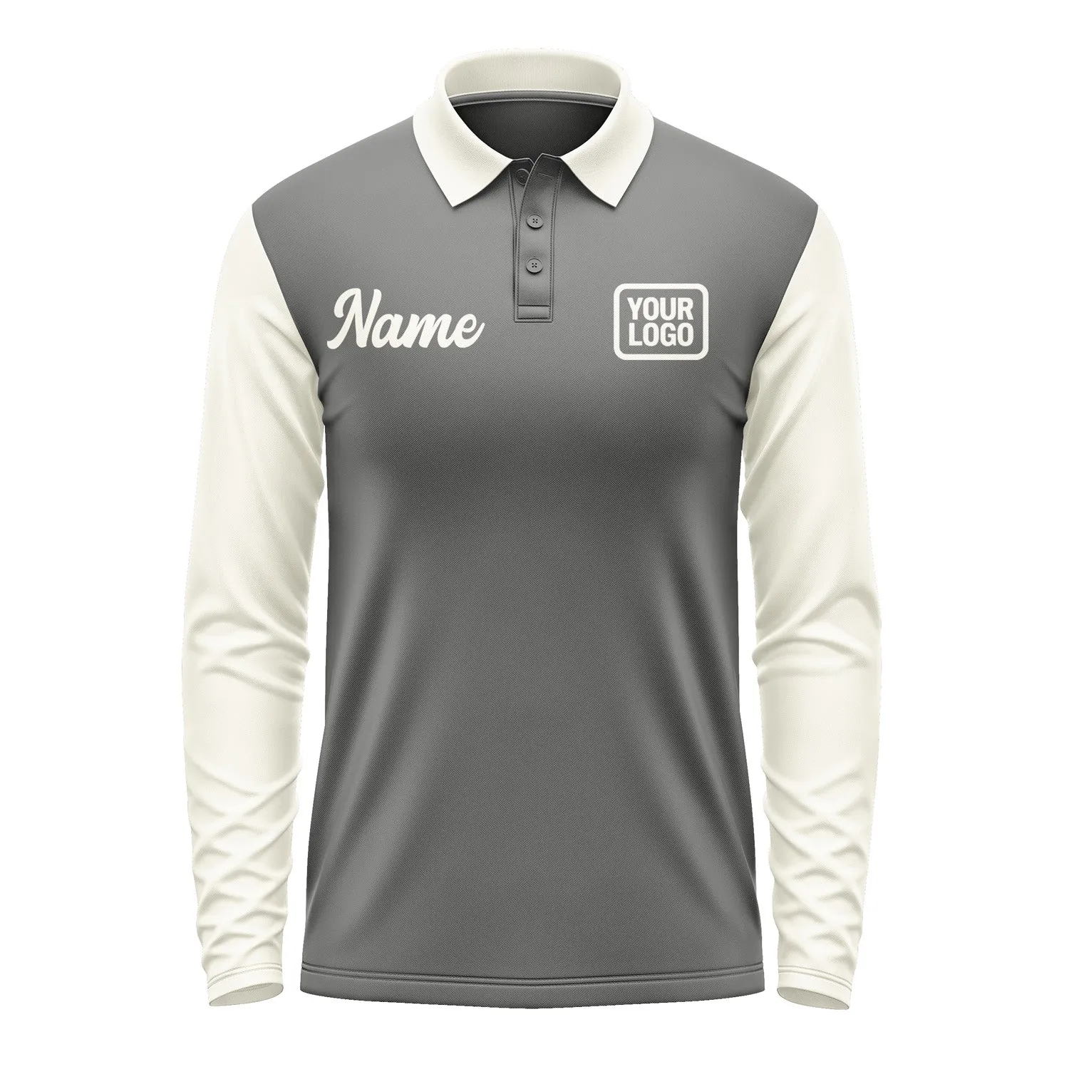 Custom Dark Grey Cream Long Sleeve Polo Shirt sold by Tailorly product image thumbnail 2