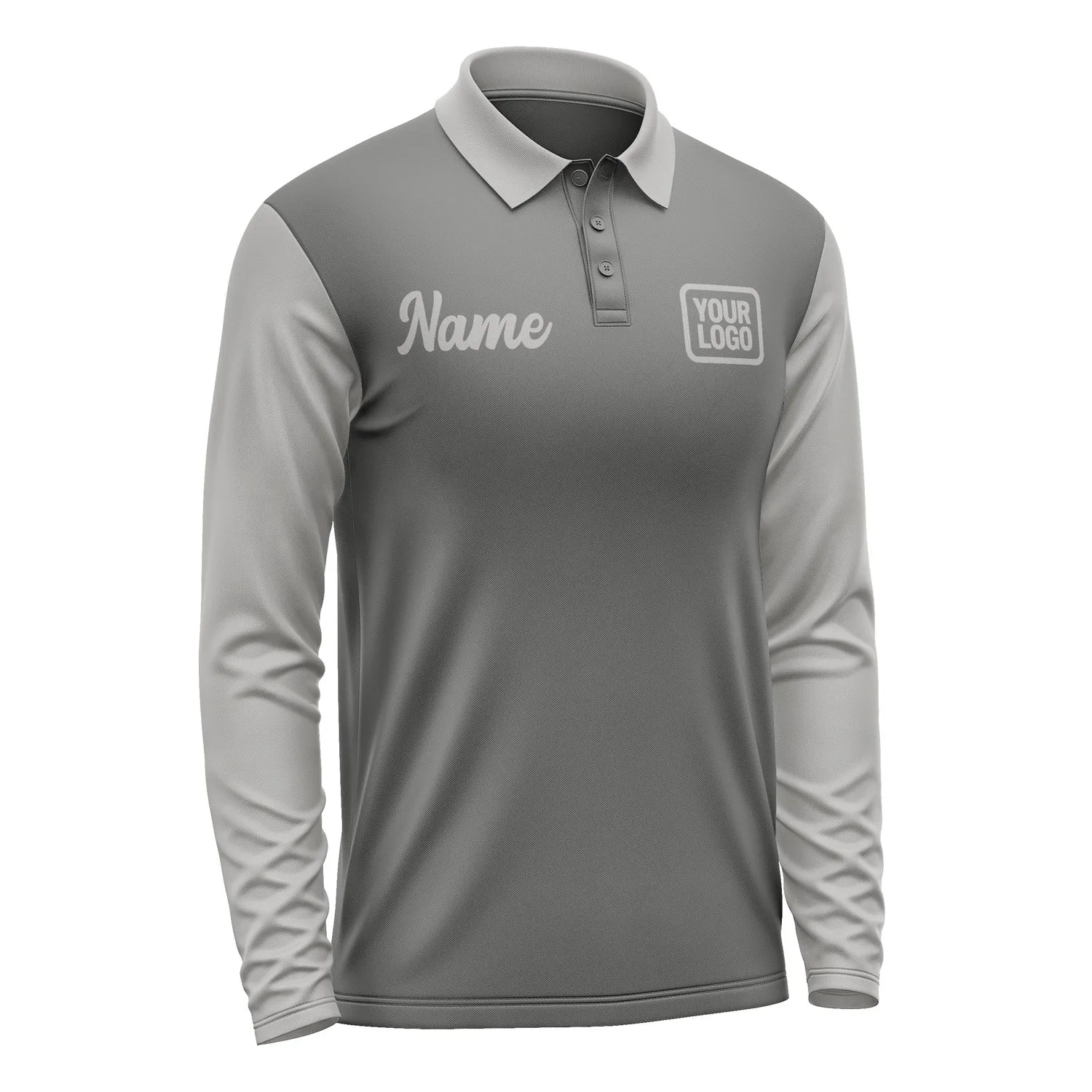 Custom Dark Grey Gray Long Sleeve Polo Shirt sold by Tailorly product image thumbnail 4