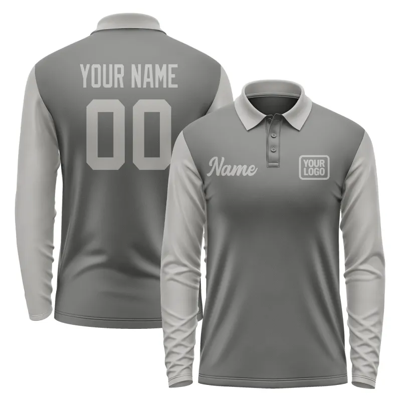 Custom Dark Grey Gray Long Sleeve Polo Shirt sold by Tailorly