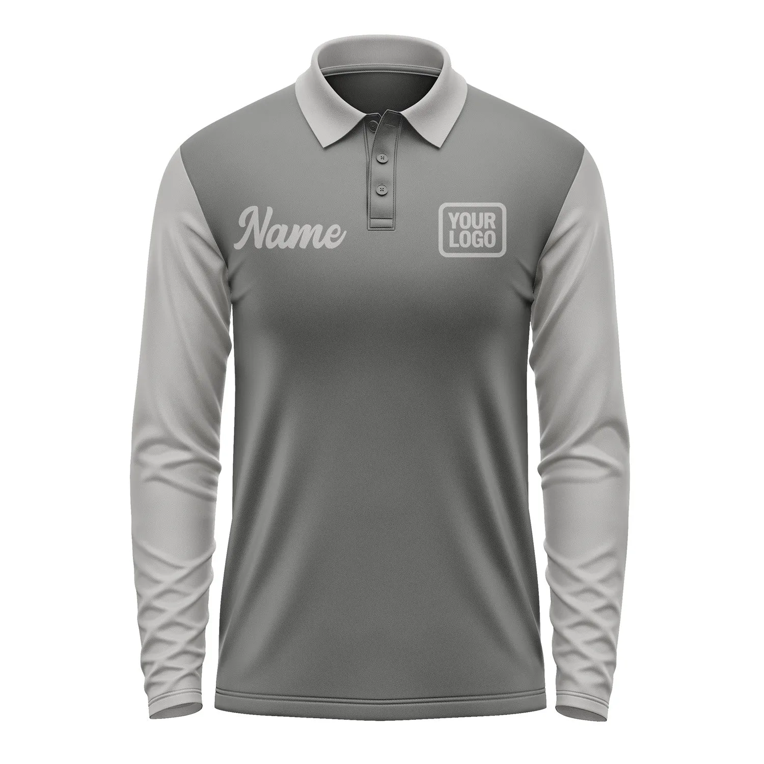 Custom Dark Grey Gray Long Sleeve Polo Shirt sold by Tailorly product image thumbnail 2