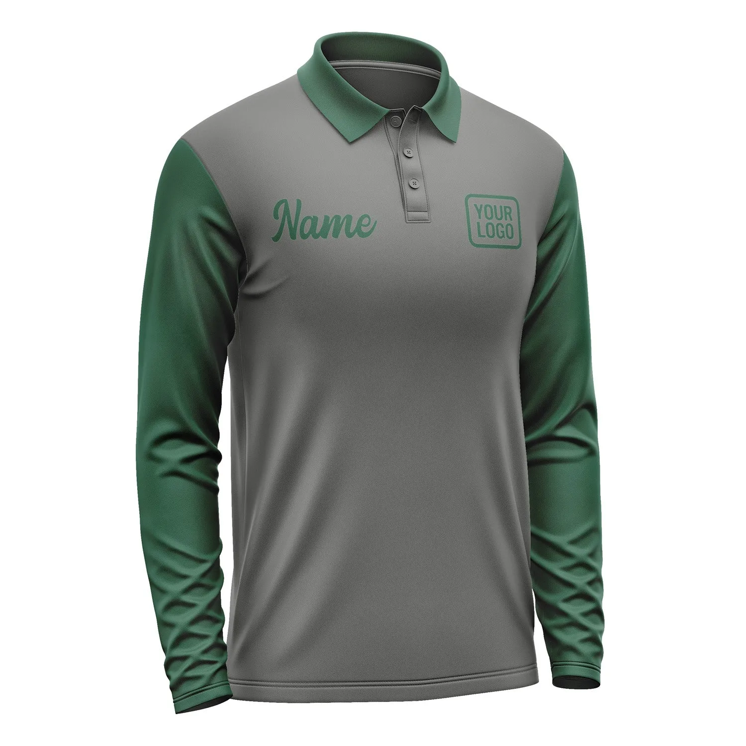 Custom Dark Grey Green Long Sleeve Polo Shirt sold by Tailorly product image thumbnail 4