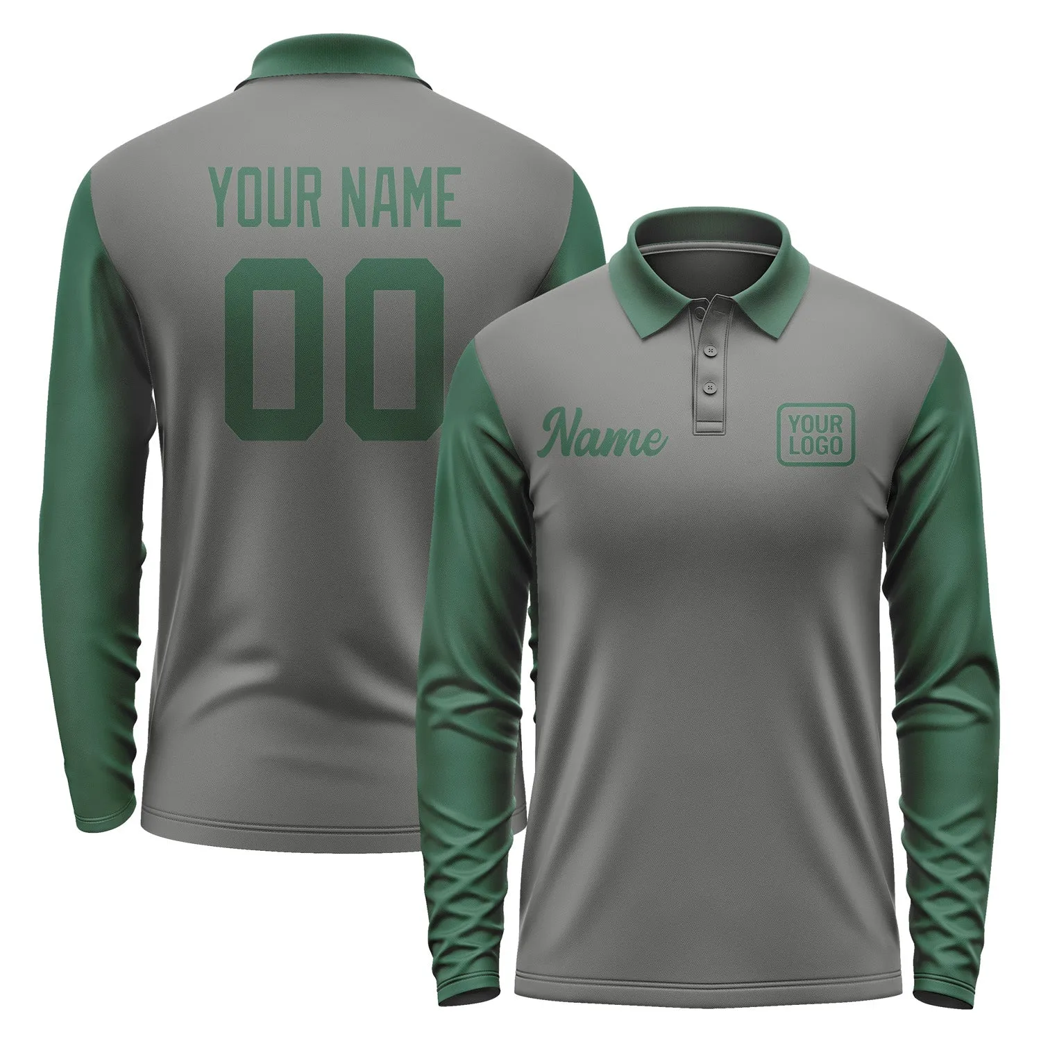 Custom Dark Grey Green Long Sleeve Polo Shirt sold by Tailorly