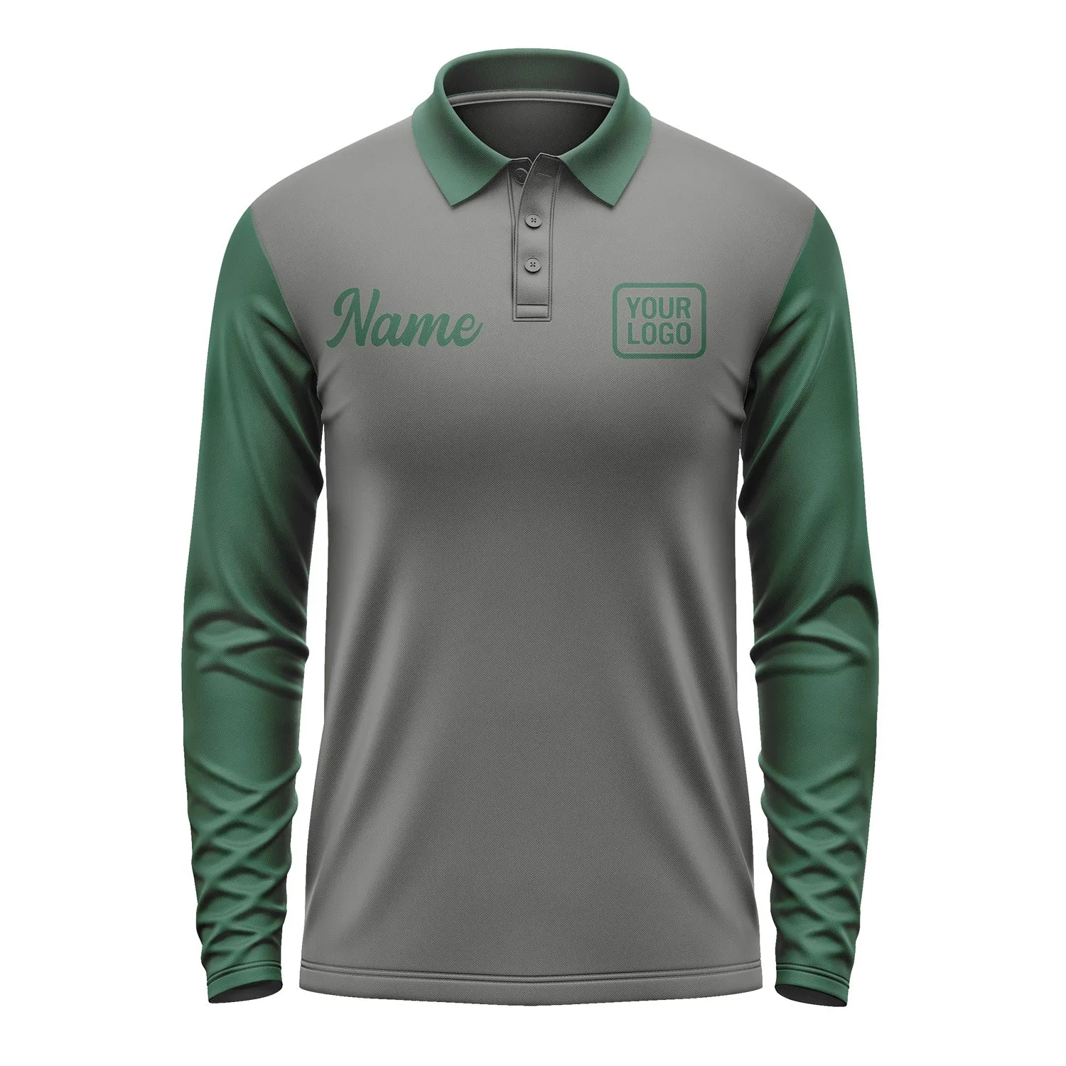 Custom Dark Grey Green Long Sleeve Polo Shirt sold by Tailorly product image thumbnail 2