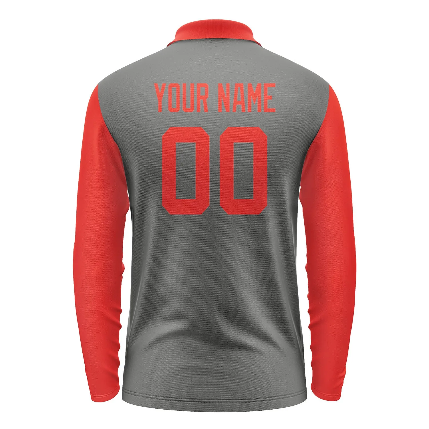 Custom Dark Grey Orange Red Long Sleeve Polo Shirt sold by Tailorly product image thumbnail 3