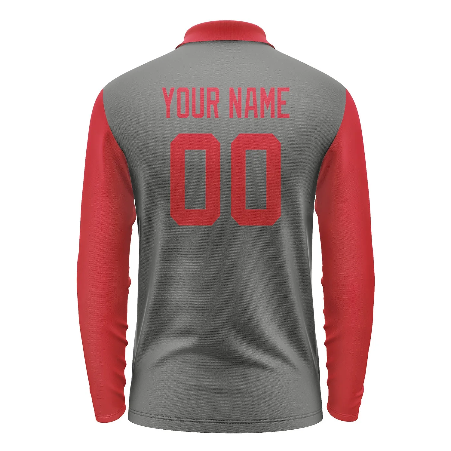 Custom Dark Grey Red Long Sleeve Polo Shirt sold by Tailorly product image thumbnail 3