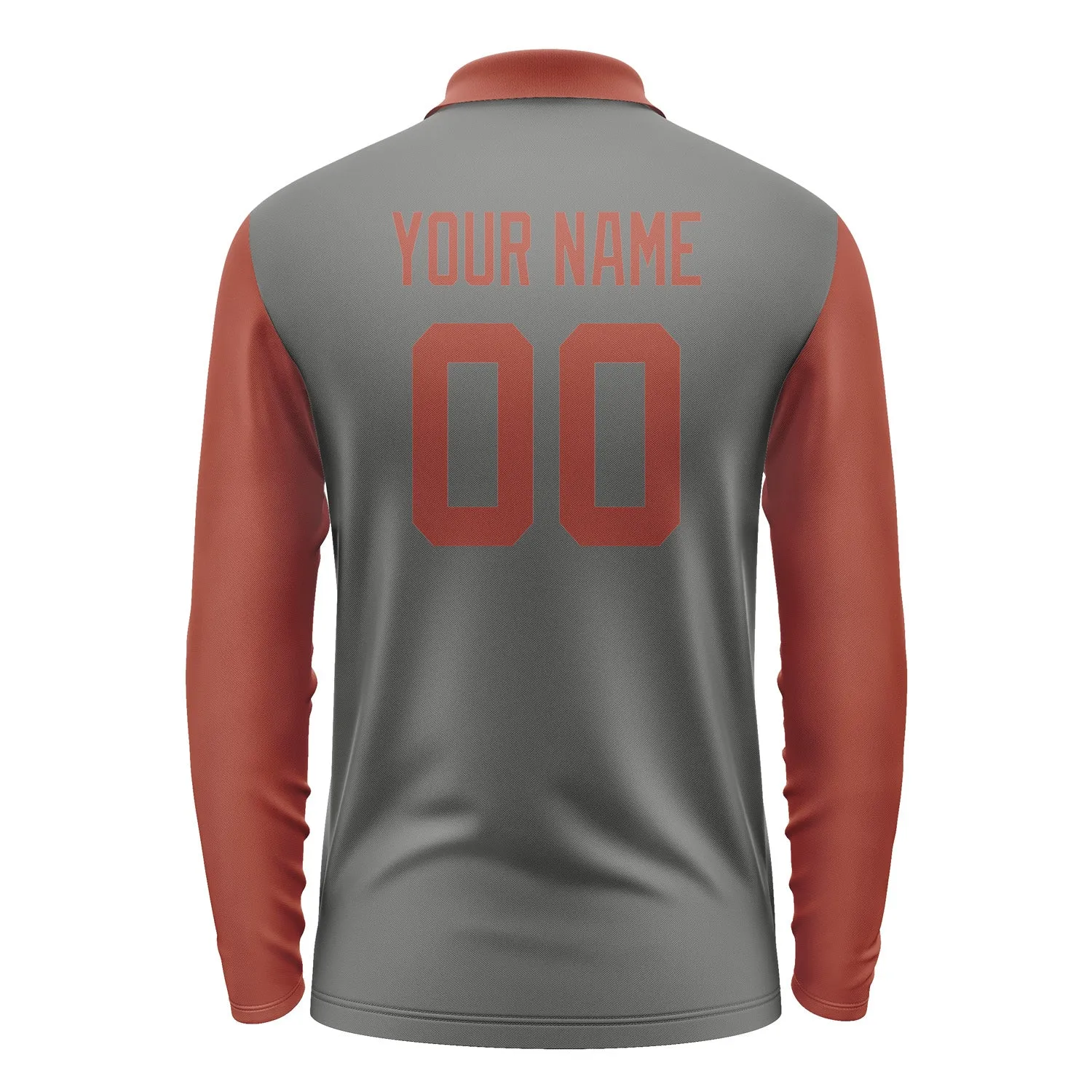 Custom Dark Grey Coral Red Long Sleeve Polo Shirt sold by Tailorly product image thumbnail 3
