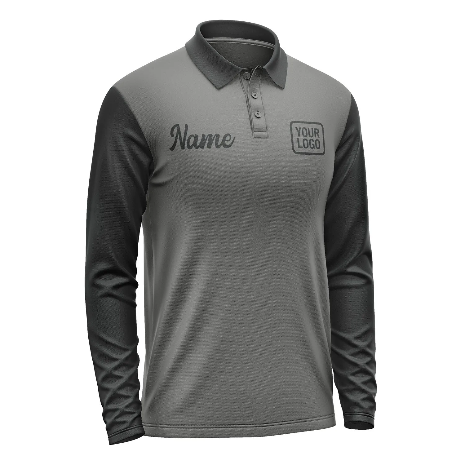 Custom Dark Grey Black Long Sleeve Polo Shirt sold by Tailorly product image thumbnail 4