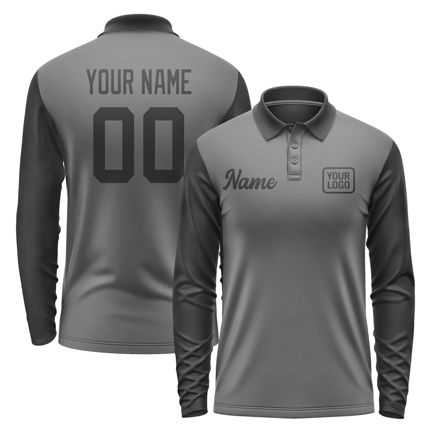 Custom Dark Grey Black Long Sleeve Polo Shirt sold by Tailorly