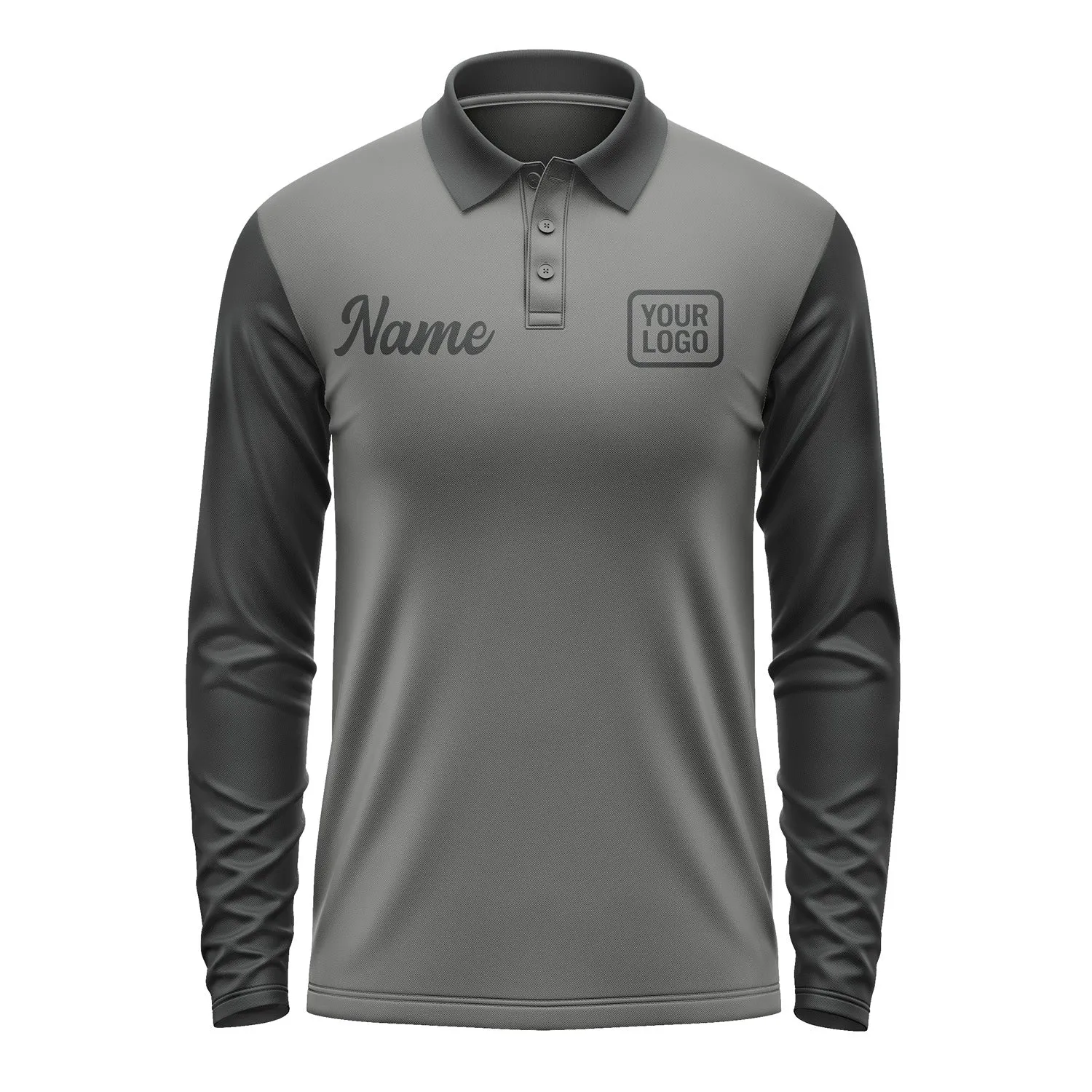 Custom Dark Grey Black Long Sleeve Polo Shirt sold by Tailorly product image thumbnail 2