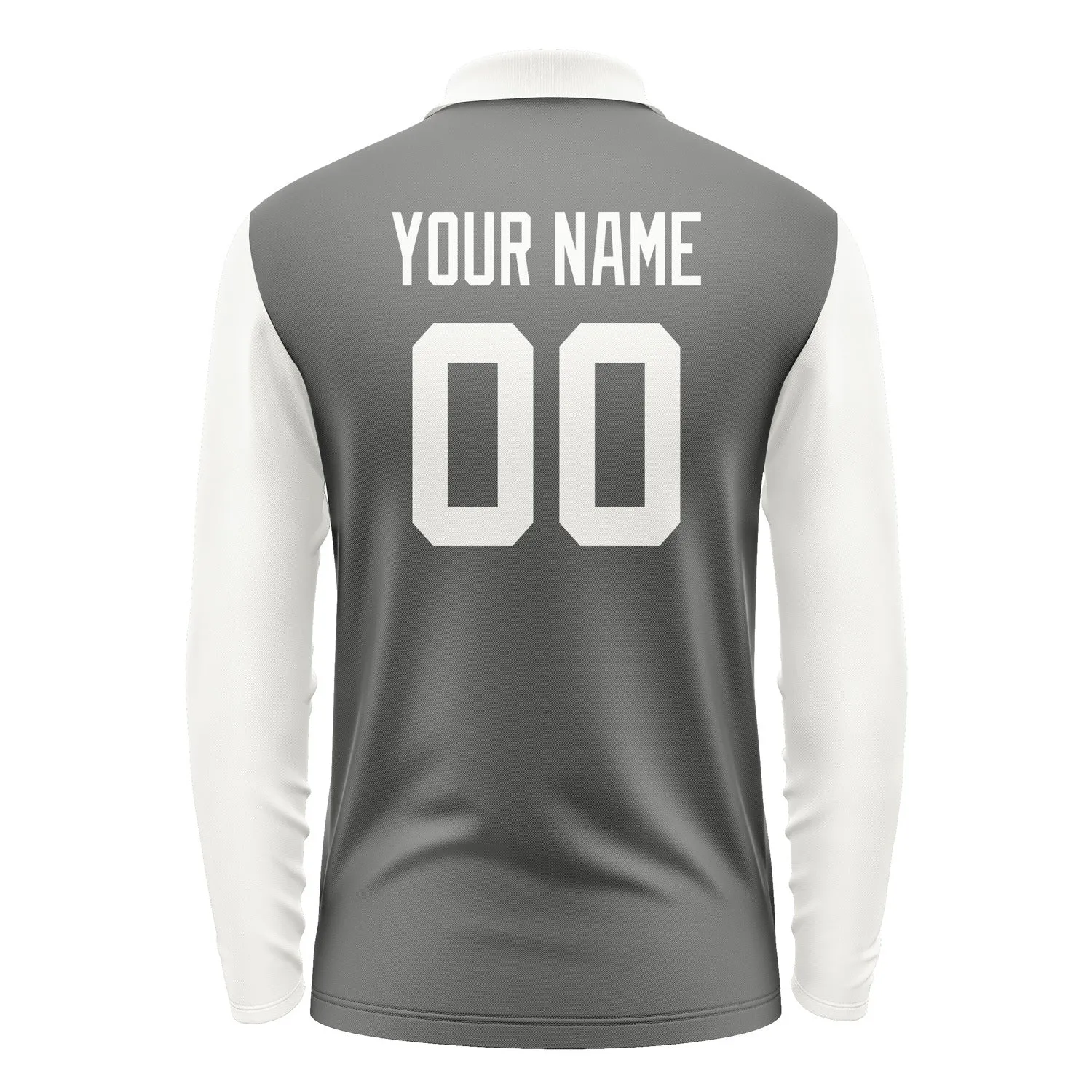 Custom Dark Grey White Long Sleeve Polo Shirt sold by Tailorly product image thumbnail 3