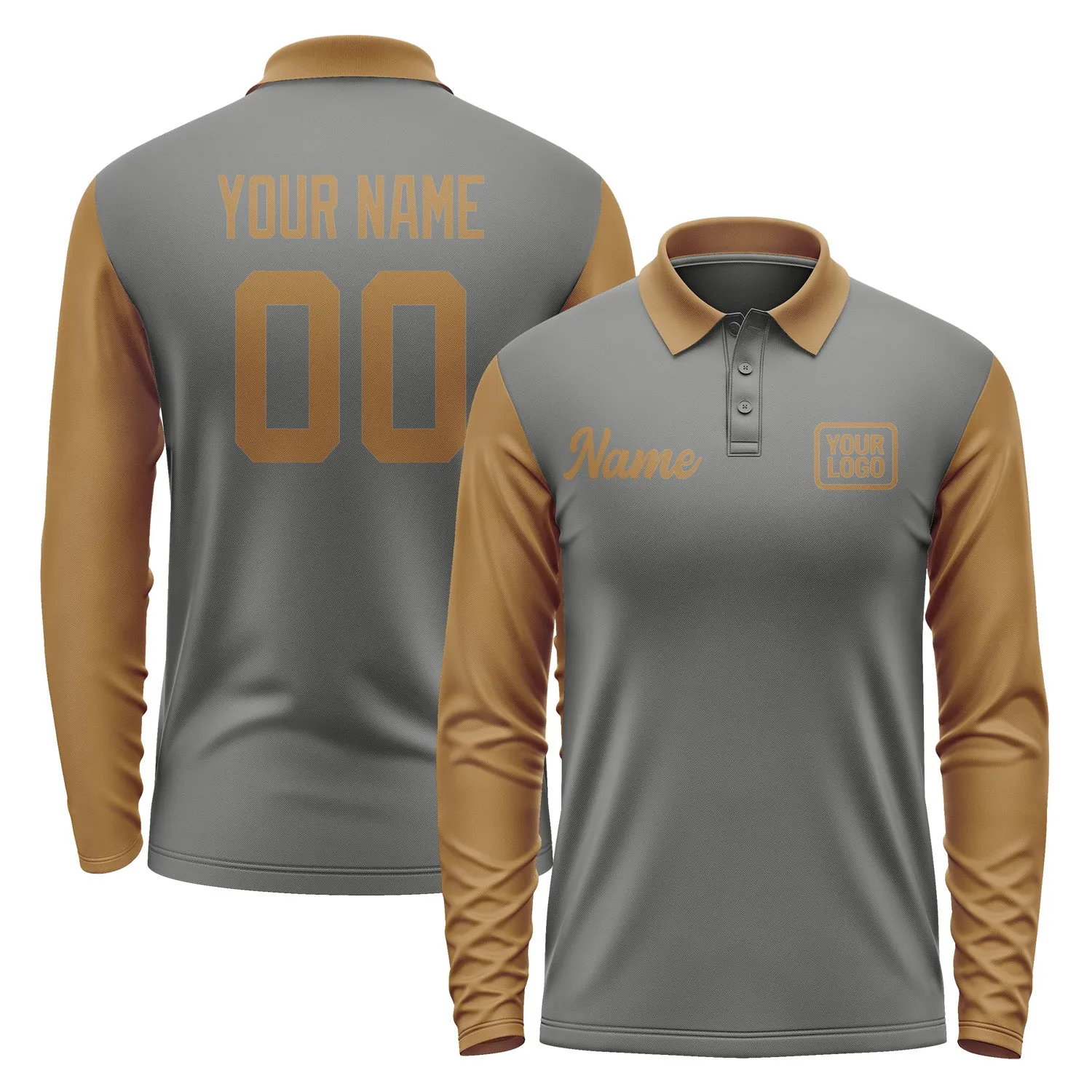 Custom Dark Grey Khaki Long Sleeve Polo Shirt sold by Tailorly