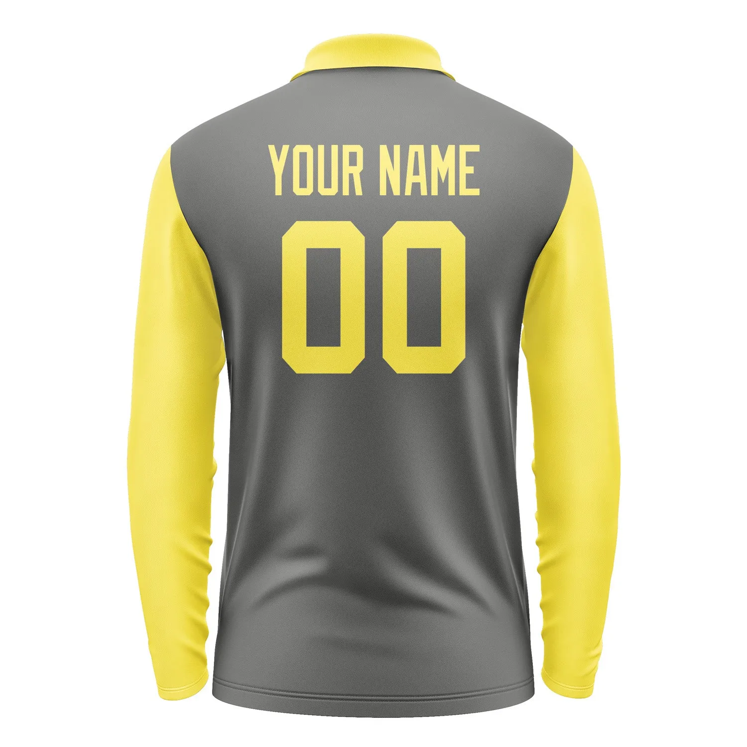 Custom Dark Grey Light Yellow Long Sleeve Polo Shirt sold by Tailorly product image thumbnail 3