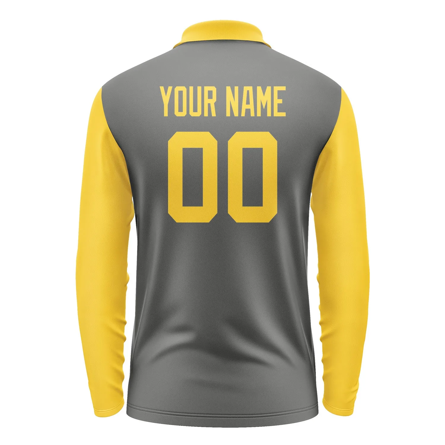 Custom Dark Grey Gold Long Sleeve Polo Shirt sold by Tailorly product image thumbnail 3