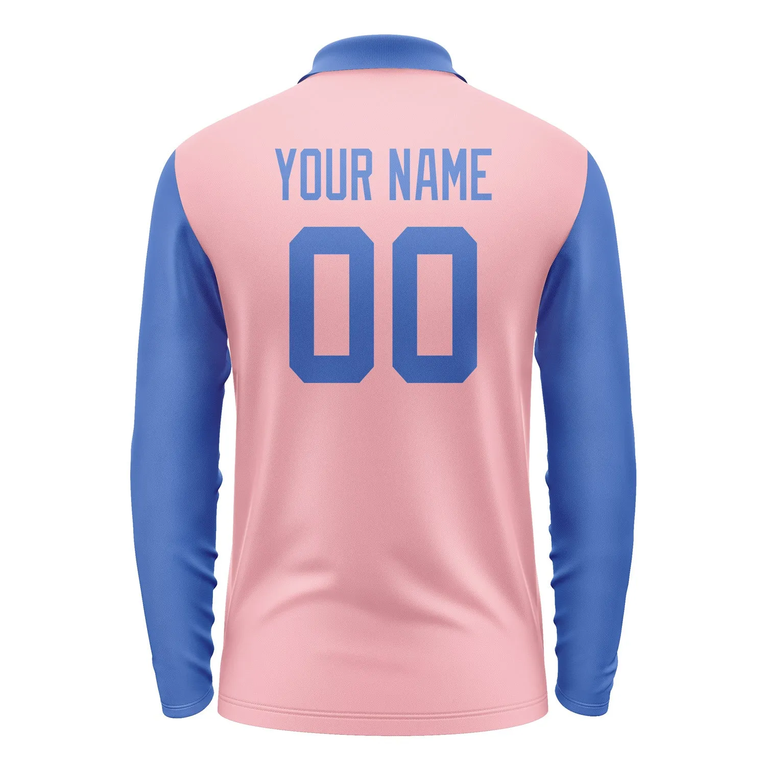 Custom Light Pink Sky Blue Long Sleeve Polo Shirt sold by Tailorly product image thumbnail 3