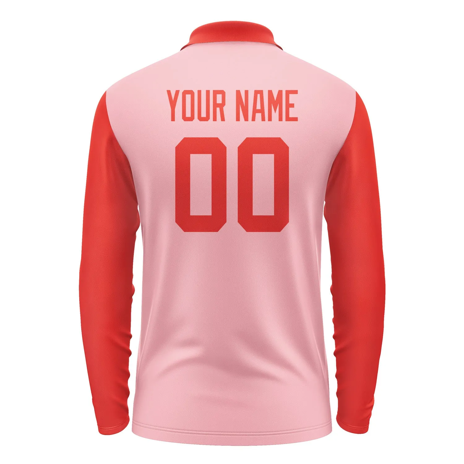 Custom Light Pink Orange Red Long Sleeve Polo Shirt sold by Tailorly product image thumbnail 3