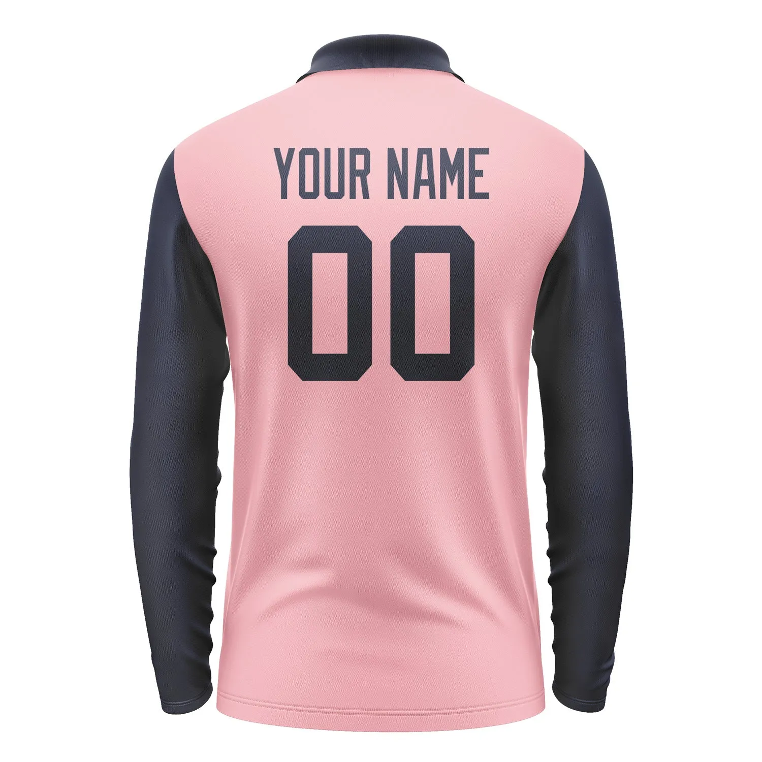 Custom Light Pink Navy Long Sleeve Polo Shirt sold by Tailorly product image thumbnail 3
