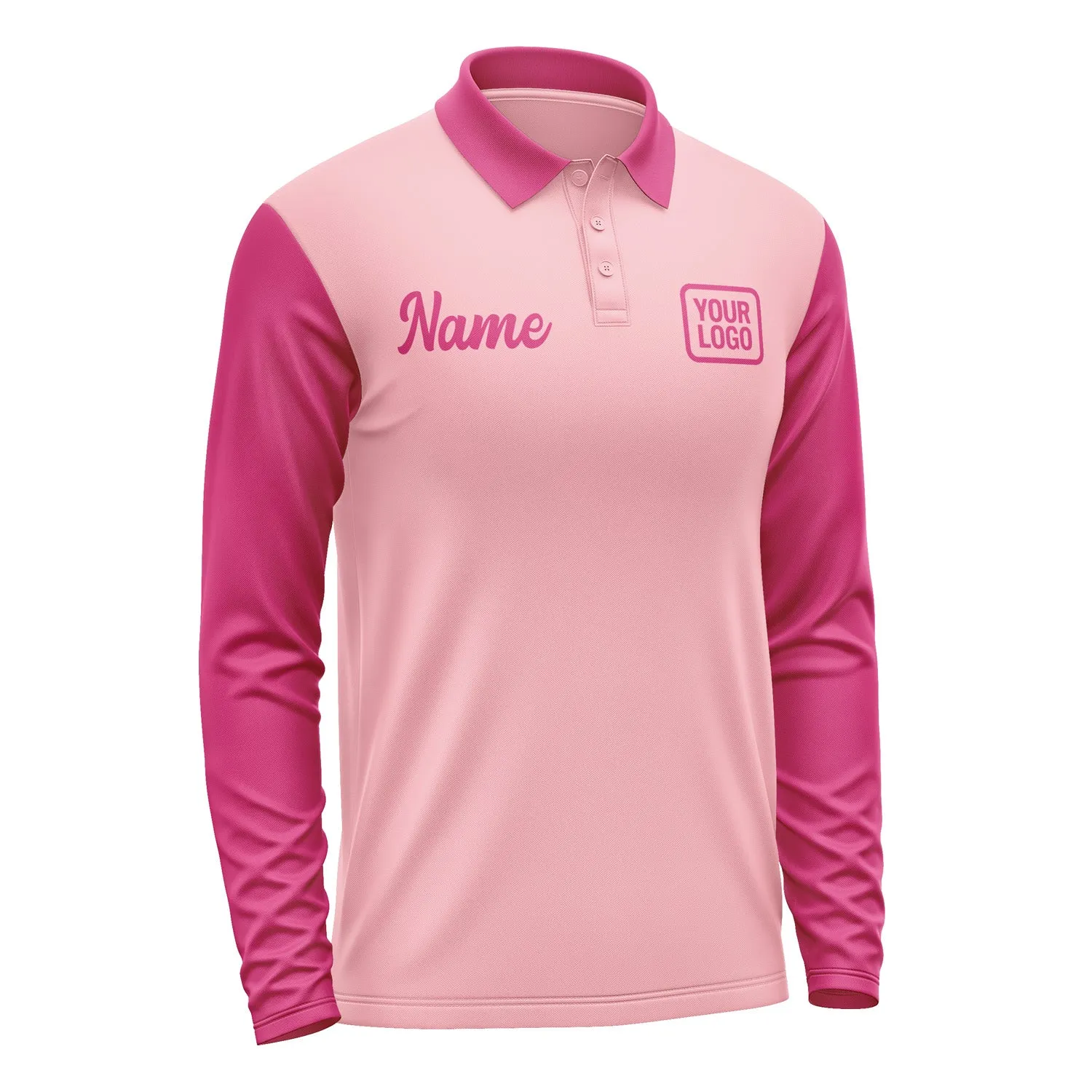Custom Light Pink Pink Long Sleeve Polo Shirt sold by Tailorly product image thumbnail 4