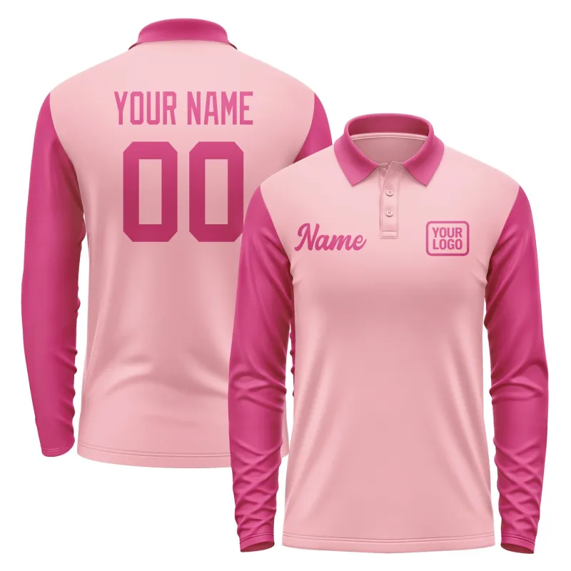 Custom Light Pink Pink Long Sleeve Polo Shirt sold by Tailorly