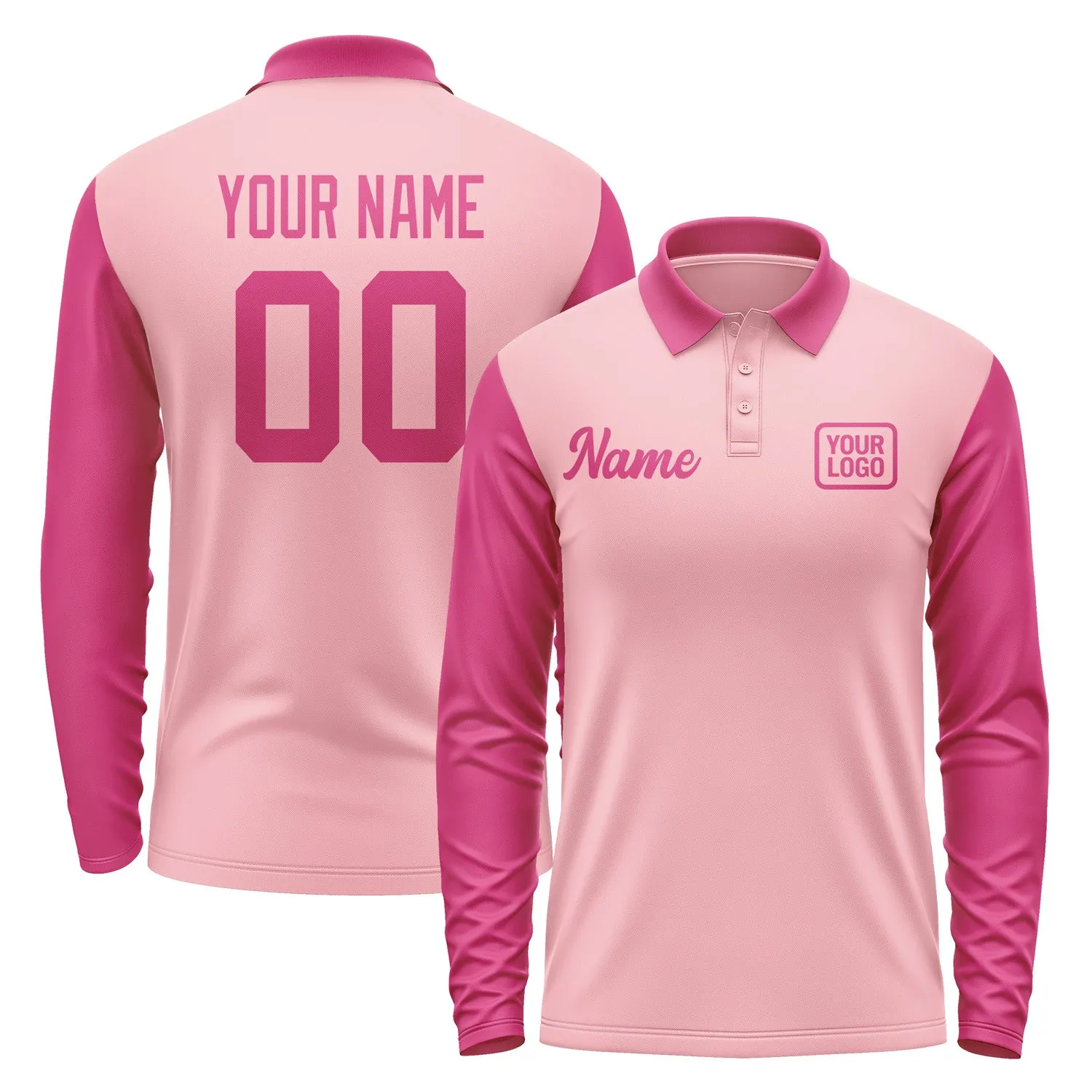 Custom Light Pink Pink Long Sleeve Polo Shirt sold by Tailorly