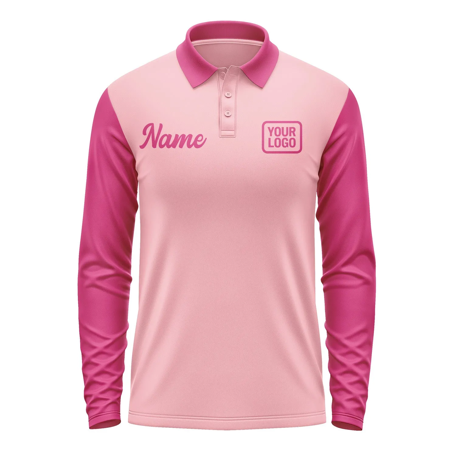 Custom Light Pink Pink Long Sleeve Polo Shirt sold by Tailorly product image thumbnail 2