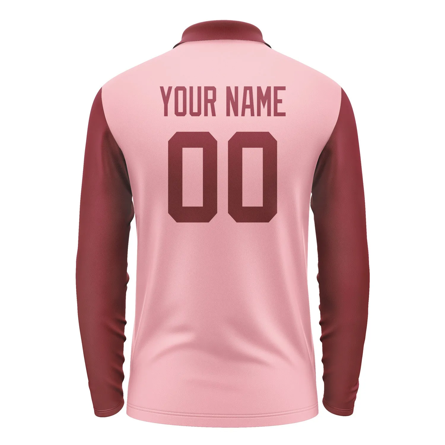 Custom Light Pink Crimson Red Long Sleeve Polo Shirt sold by Tailorly product image thumbnail 3