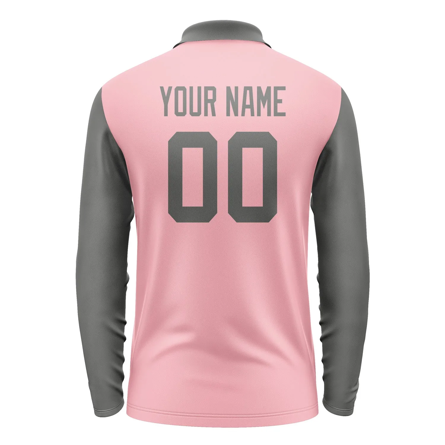 Custom Light Pink Dark Grey Long Sleeve Polo Shirt sold by Tailorly product image thumbnail 3