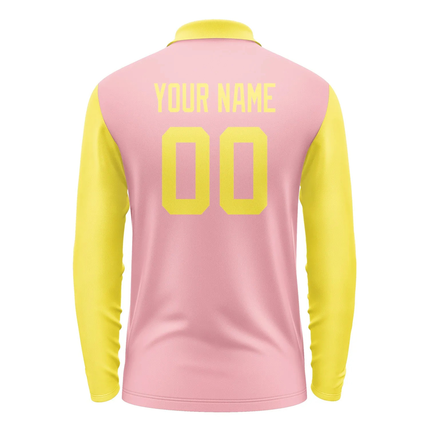 Custom Light Pink Light Yellow Long Sleeve Polo Shirt sold by Tailorly product image thumbnail 3