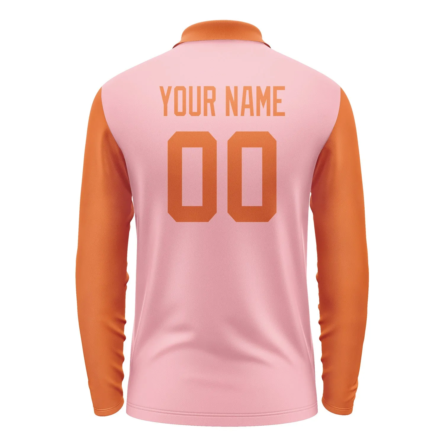 Custom Light Pink Orange Long Sleeve Polo Shirt sold by Tailorly product image thumbnail 3