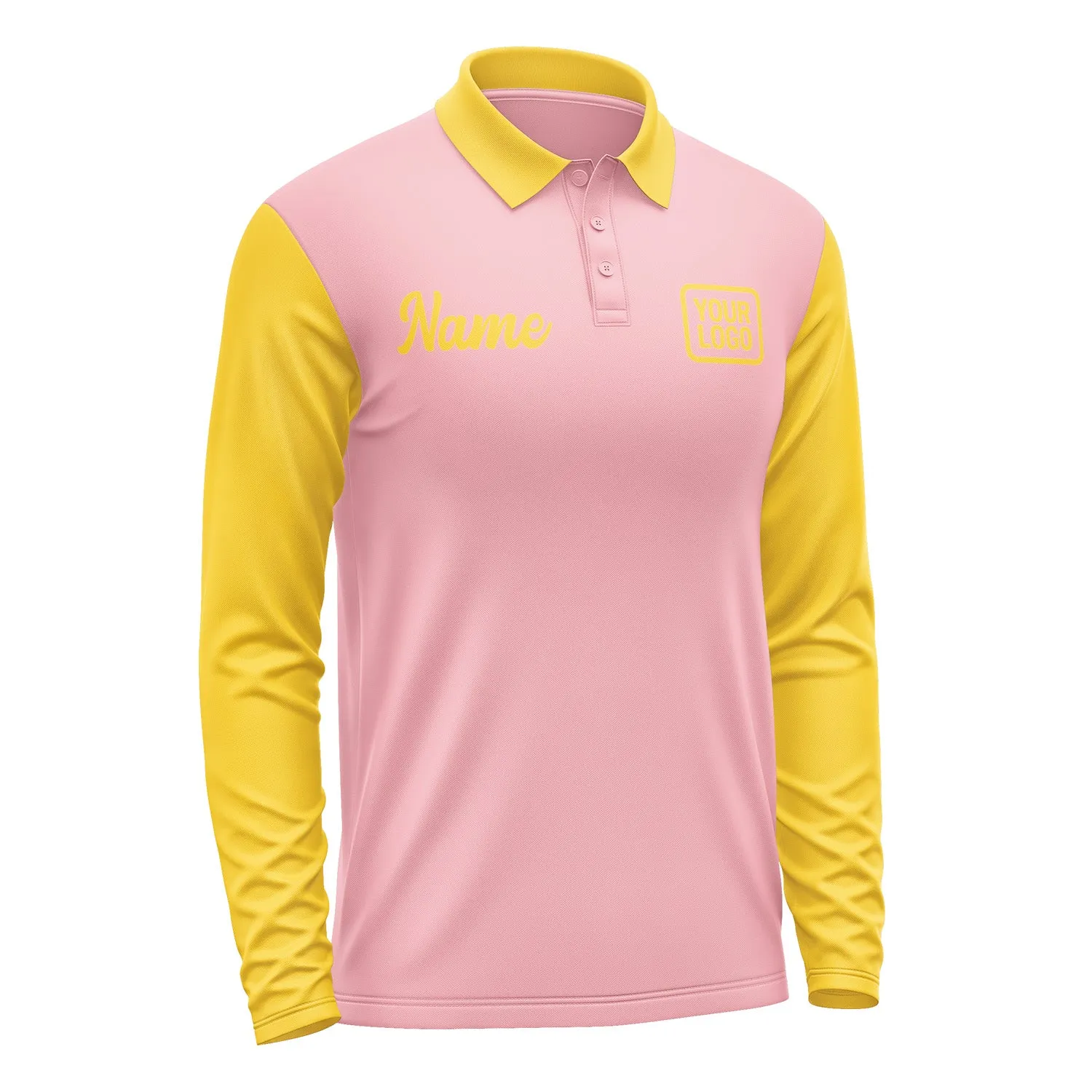 Custom Light Pink Gold Long Sleeve Polo Shirt sold by Tailorly product image thumbnail 4